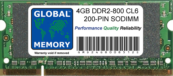 4GB DDR2 800MHz PC2-6400 200-PIN SODIMM MEMORY RAM FOR DELL LAPTOPS/NOTEBOOKS